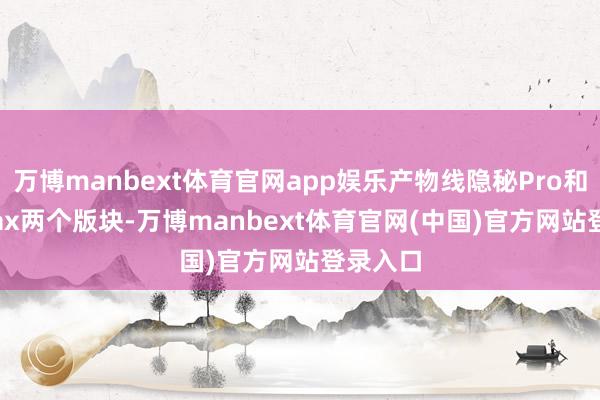 万博manbext体育官网app娱乐产物线隐秘Pro和Pro Max两个版块-万博manbext体育官网(中国)官方网站登录入口