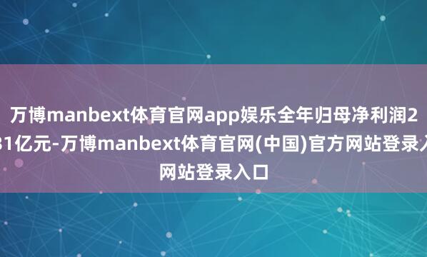 万博manbext体育官网app娱乐全年归母净利润25.81亿元-万博manbext体育官网(中国)官方网站登录入口