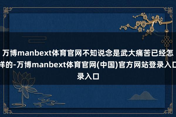 万博manbext体育官网不知说念是武大痛苦已经怎样的-万博manbext体育官网(中国)官方网站登录入口
